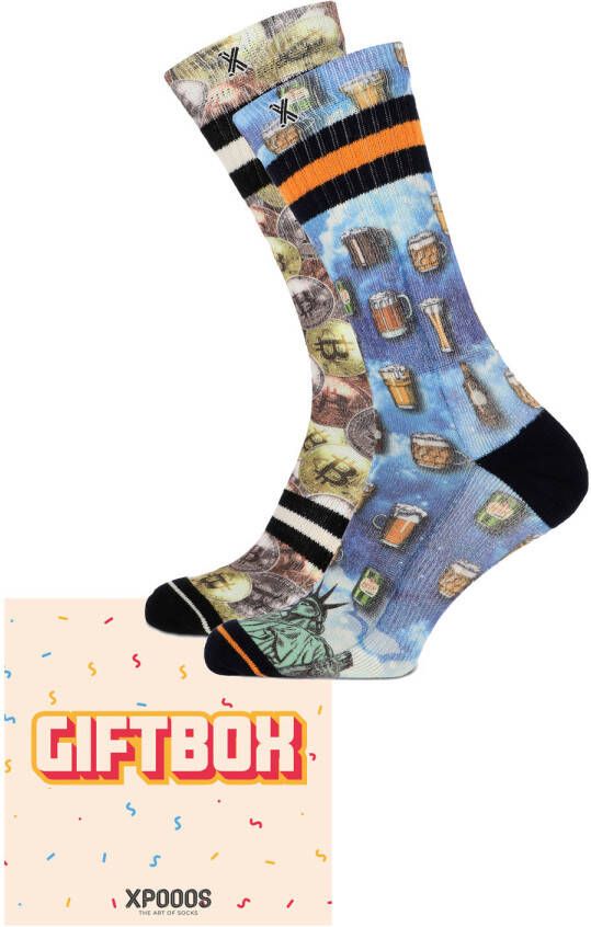 XPOOOS giftbox sokken met all-over print set van 2 multi