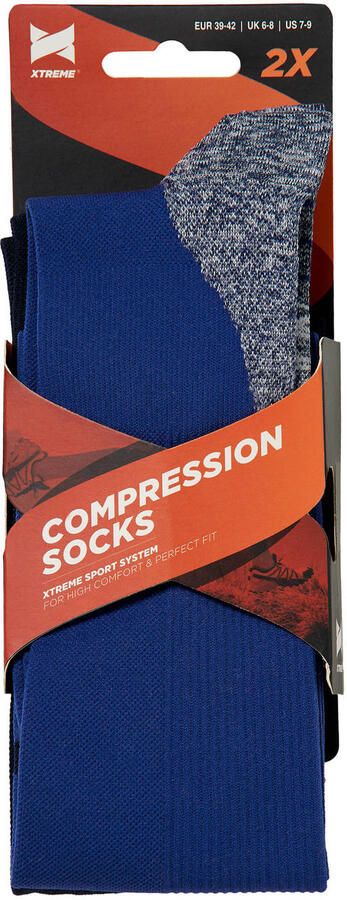 Xtreme compressie hardloopsokken blauw (set van 2)