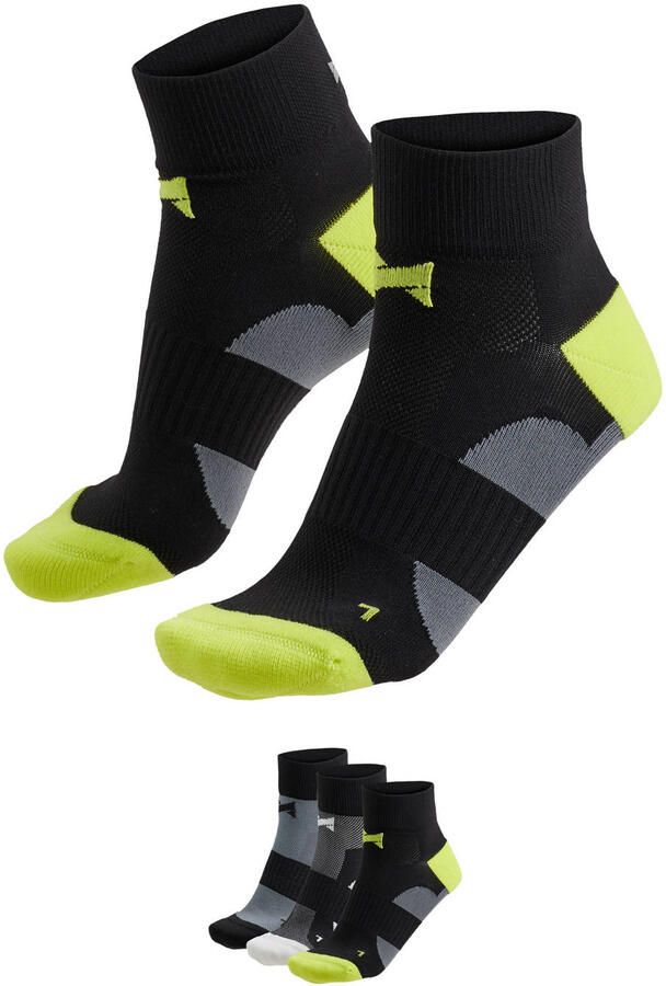 Xtreme fietssokken zwart grijs limegroen (set van 3)