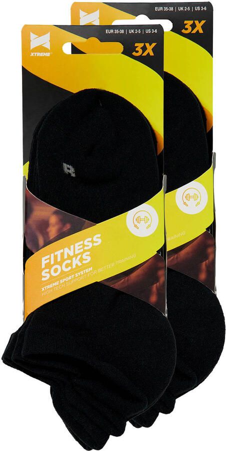 Xtreme sportsokken zwart (set van 6)