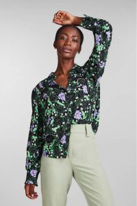 Y.A.S blouse YASKATYRA met all over print zwart groen lila