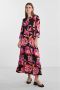 Y.A.S gebloemde maxi blousejurk YASSAVANNA donkerblauw fuchsia oranje groen - Thumbnail 1