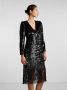 Y.A.S. Zwarte Midi Jurk Yasflapper 7 8 Sequin Dress - Thumbnail 2