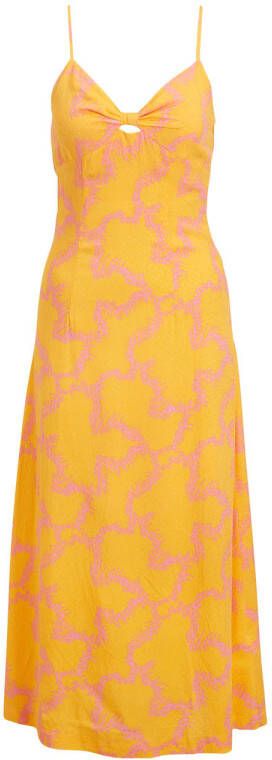 Y.A.S jurk YASMOLEA met all over print oranje roze