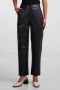 Y.A.S leren high waist straight fit broek YASLINE zwart - Thumbnail 1