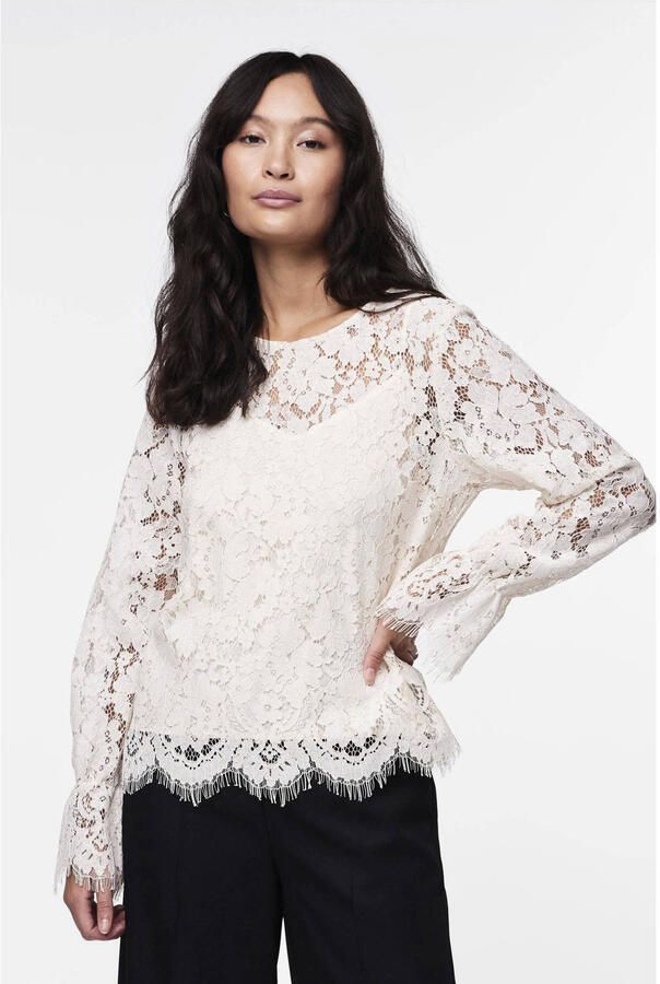Y.A.S. Dames Tops & T-shirts Yasperla Ls Lace Top S. Noos Ecru - Foto 5
