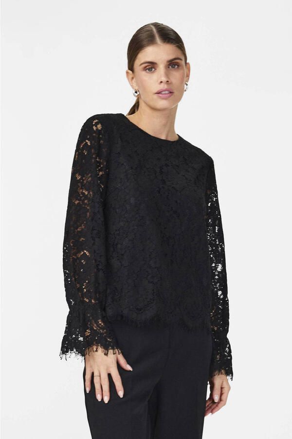 Y.A.S. Dames Tops & T-shirts Yasperla Ls Lace Top Zwart - Foto 6