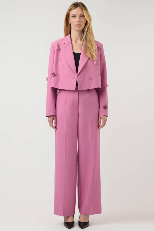 YAS cropped blazer met pailletten roze - Foto 2