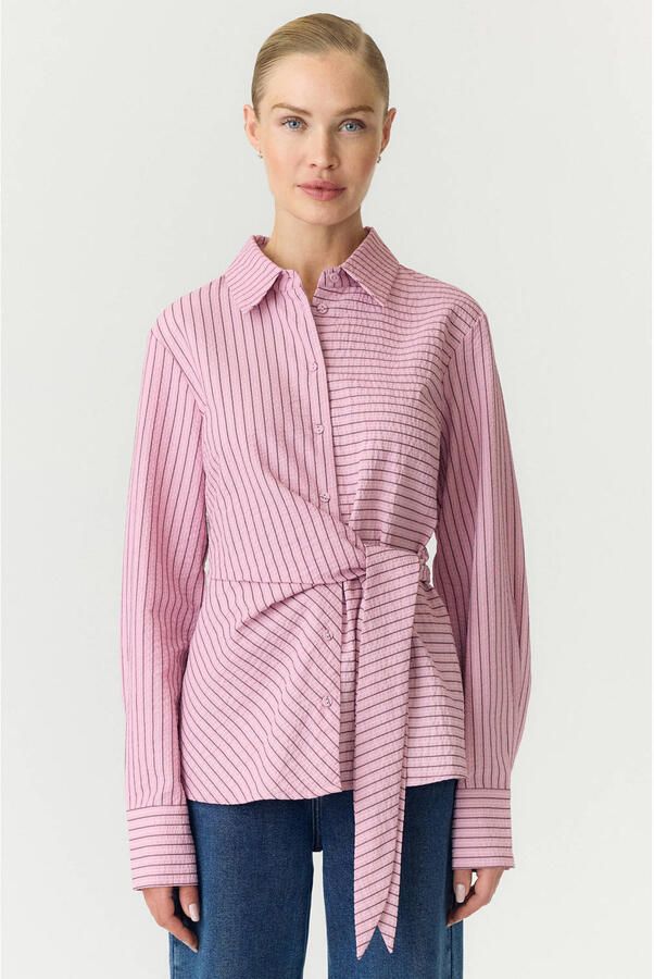 YAS gestreepte blouse lichtroze