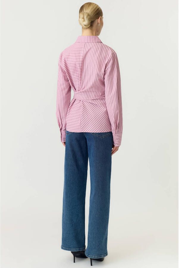 YAS gestreepte blouse lichtroze - Foto 3