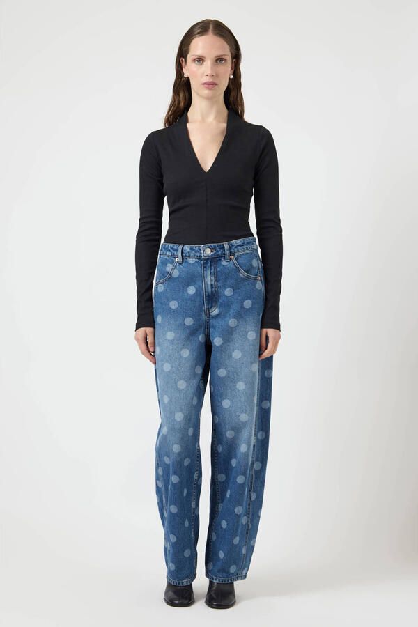 YAS high waist barrel jeans met stippen medium blue denim - Foto 2