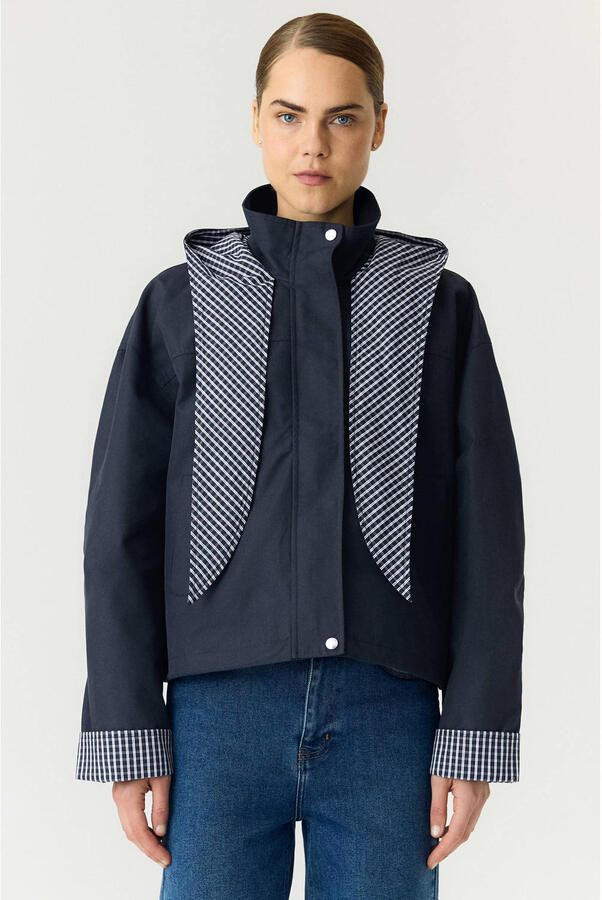 Y.A.S. YAS Dames Jassen Yasanca Ls Hood Jacket S. Story Donkerblauw - Foto 4