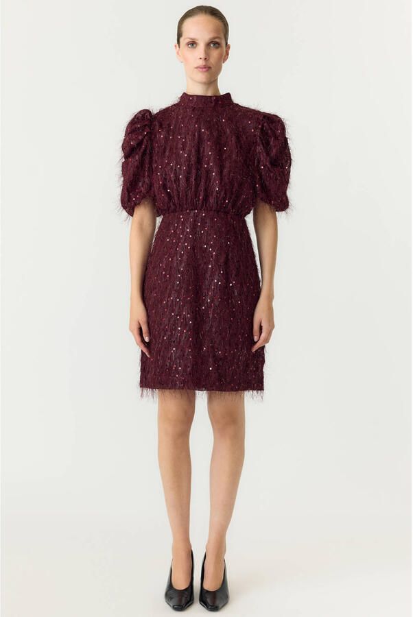Y.A.S. YAS Dames Jurken Yasilza 2 4 Sequin Dress Bordeaux - Foto 5