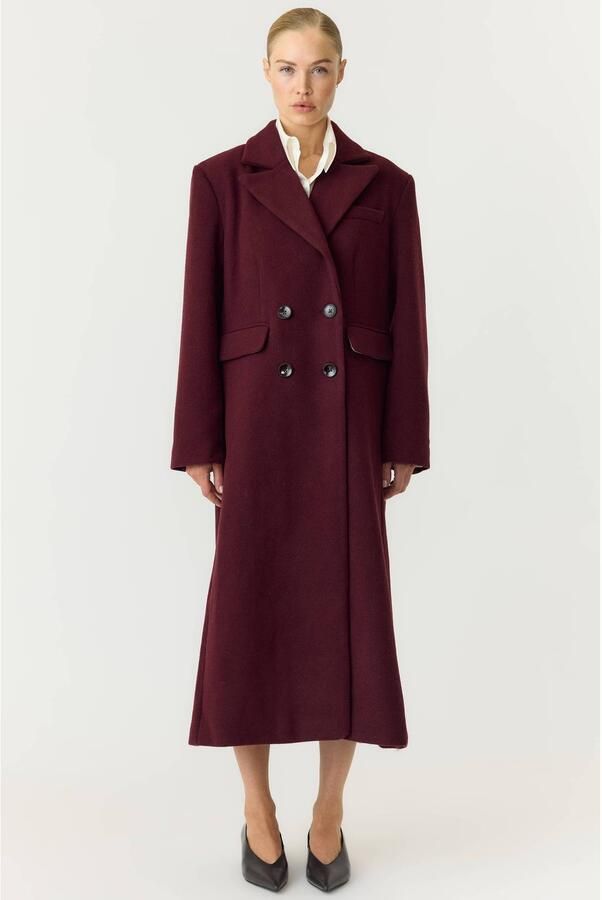 Y.A.S. YAS Dames Jassen Yasroyla Ls Long Coat Bordeaux - Foto 6