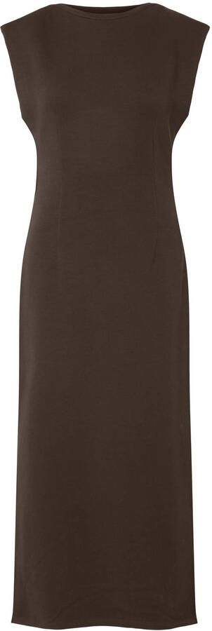 YAS midi jurk bruin
