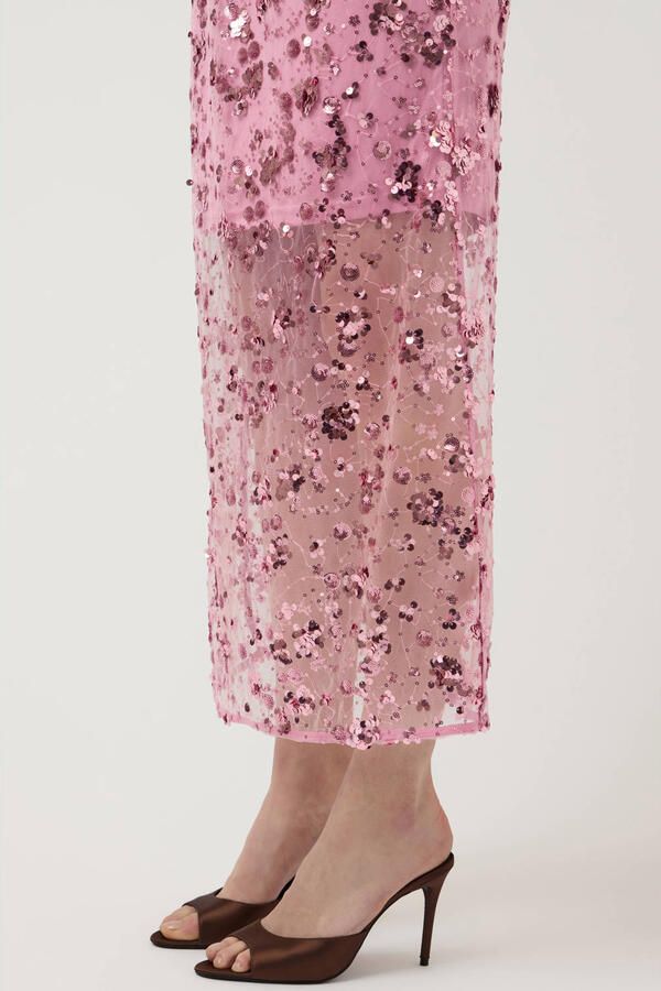 YAS midi rok met pailletten roze - Foto 2