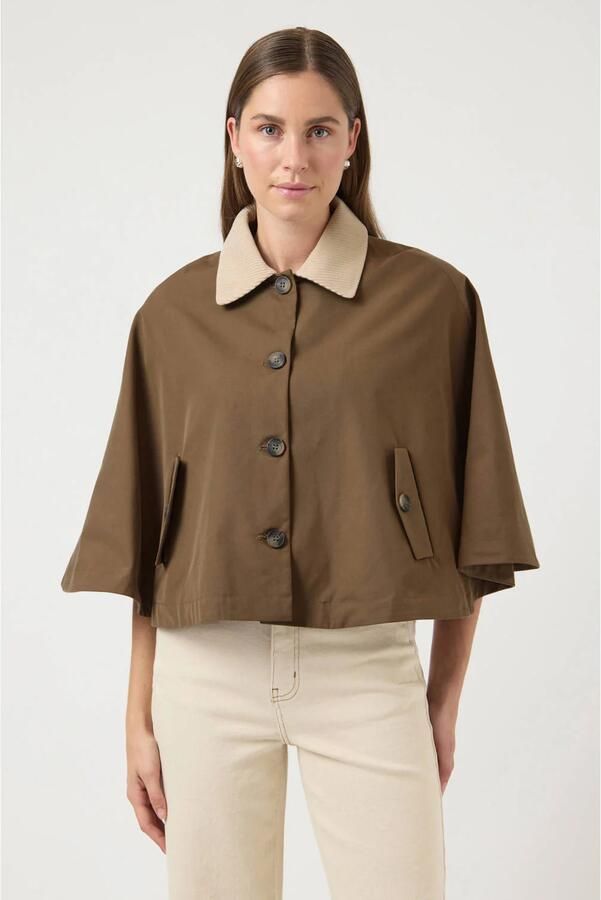 Y.A.S. YAS Dames Jassen Yasmaloma Short Trench Cape Bruin - Foto 5