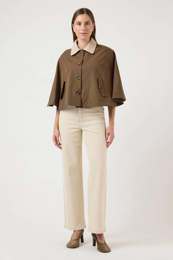 Y.A.S. YAS Dames Jassen Yasmaloma Short Trench Cape Bruin - Foto 7