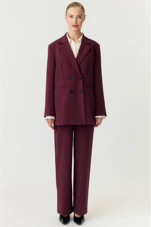YAS oversized blazer donkerrood - Foto 3