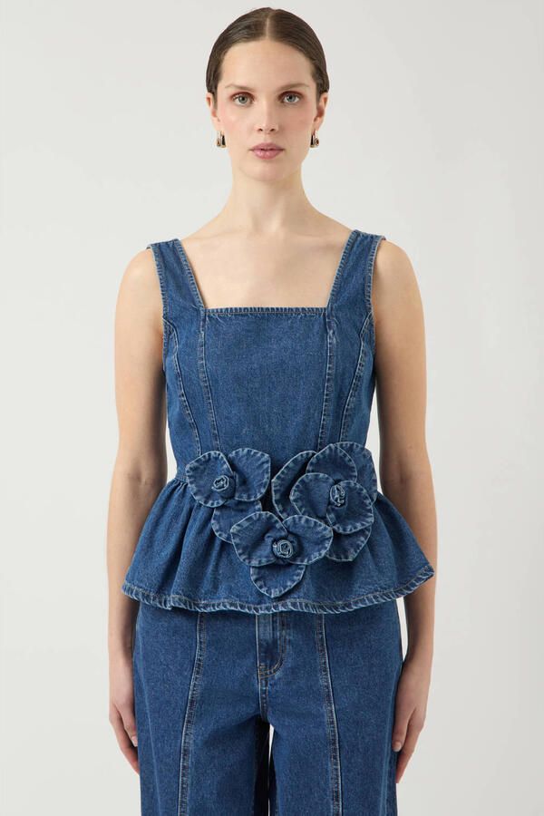 Y.A.S. YAS Dames Tops & T-shirts Yaselsie Sl Peplum Denim Top Blauw - Foto 5
