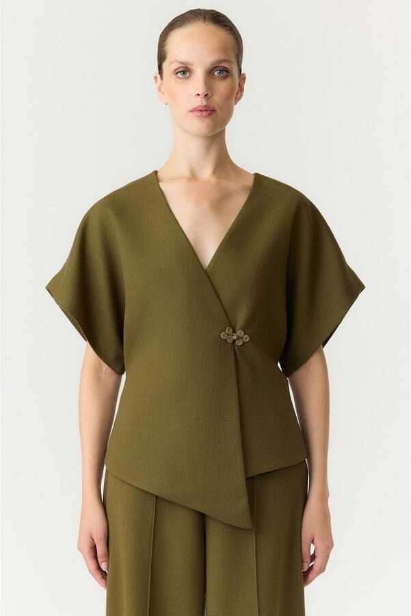 YAS regular fit asymmetrische top groen