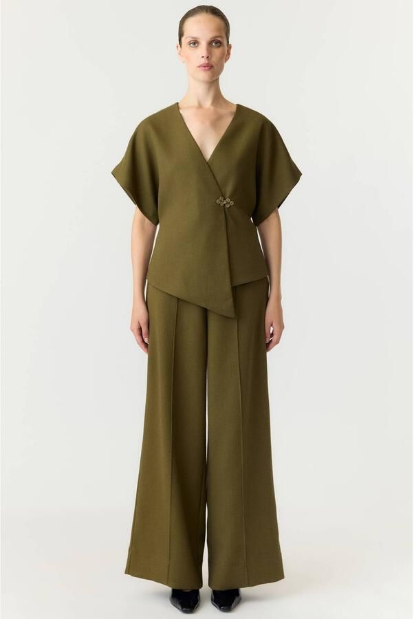 YAS regular fit asymmetrische top groen - Foto 3
