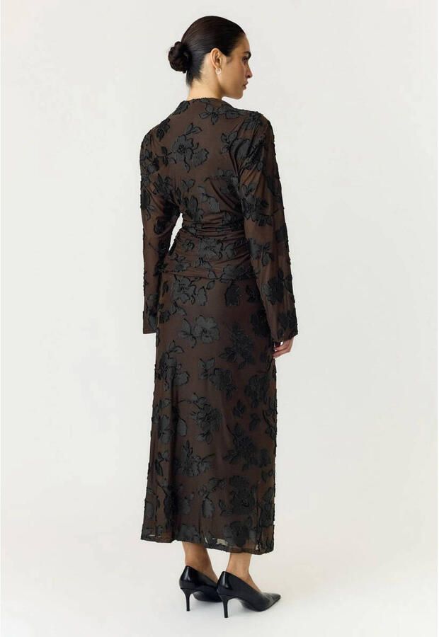 YAS top met borduursels donkerbruin - Foto 2