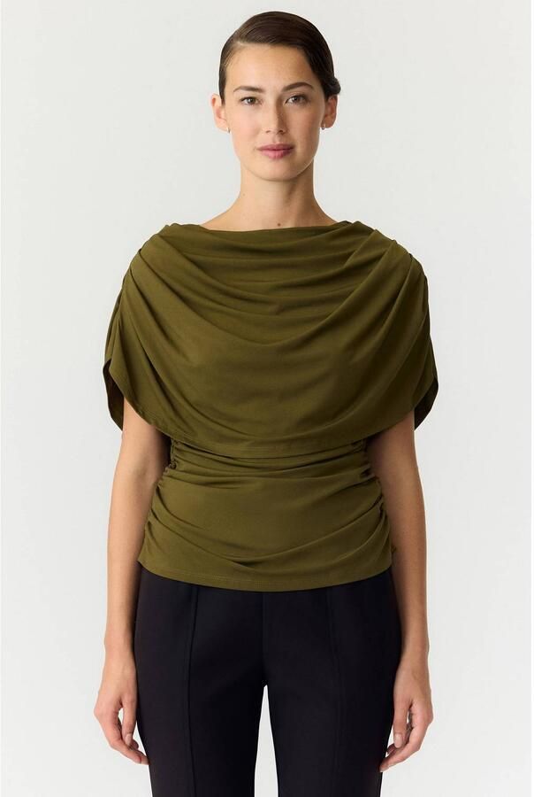 Y.A.S. YAS Dames Tops & T-shirts Yasdrala Cape Top Olijf