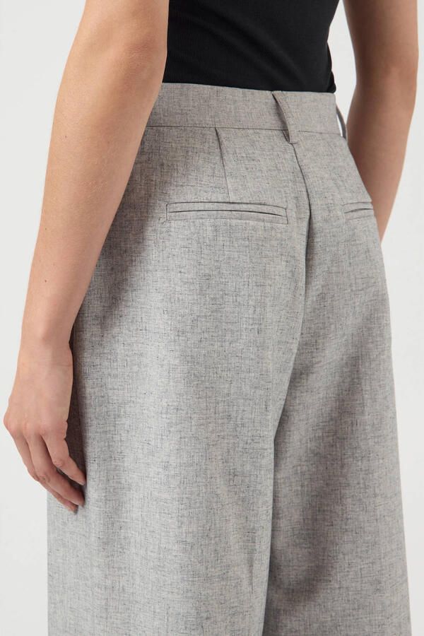 YAS Wide leg stoffen broek met vaste persplooien model 'RIU' - Foto 7