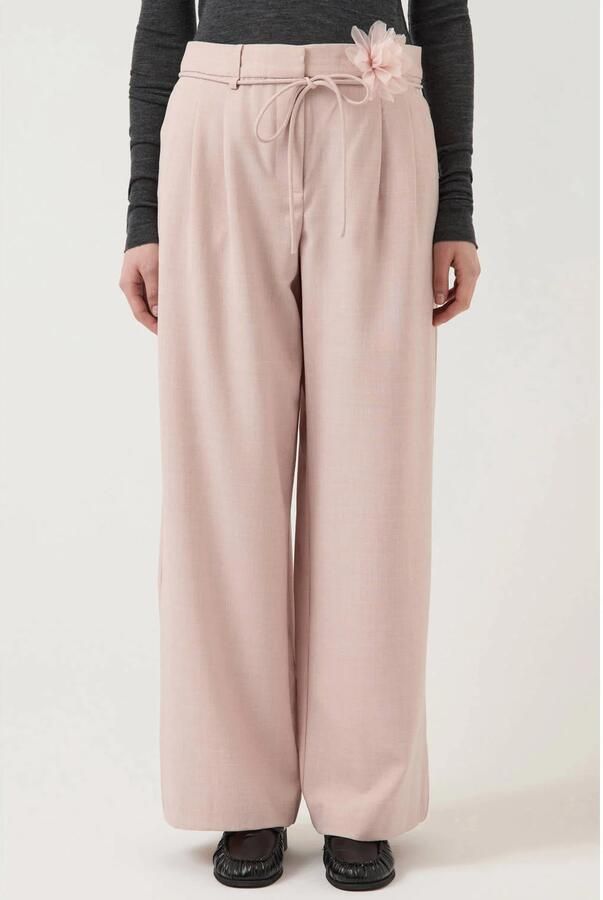 YAS wide leg regular waist casual broek lichtroze - Foto 5
