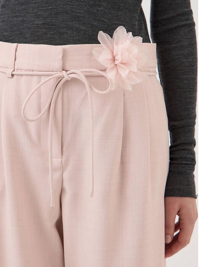 YAS wide leg regular waist casual broek lichtroze - Foto 6