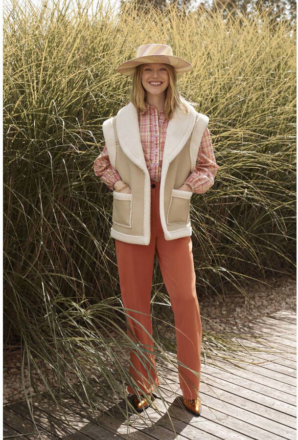 Ydence imitatieleren gilet Mae beige