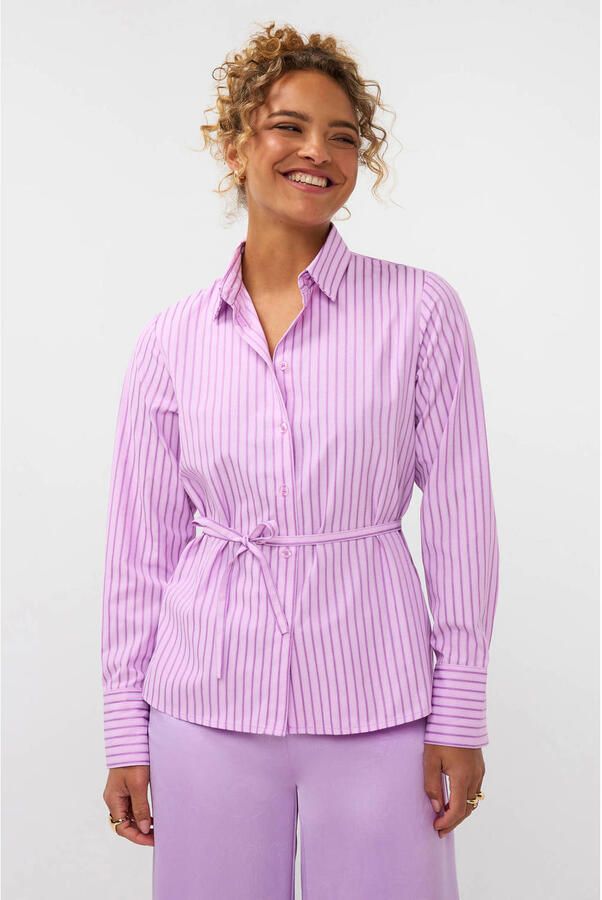 Ydence blouse met krijtstreep roze
