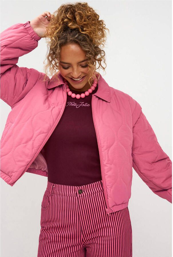 Ydence bomberjack quilted roze