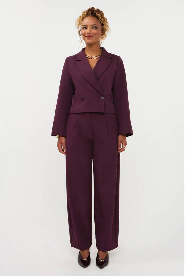 Ydence cropped double breasted blazer aubergine - Foto 2