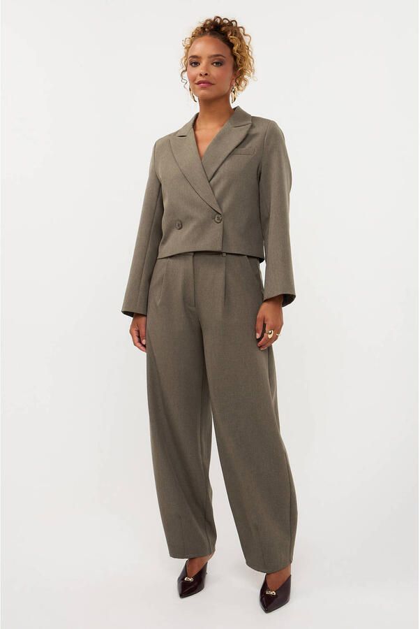 Ydence cropped double breasted blazer groen - Foto 6