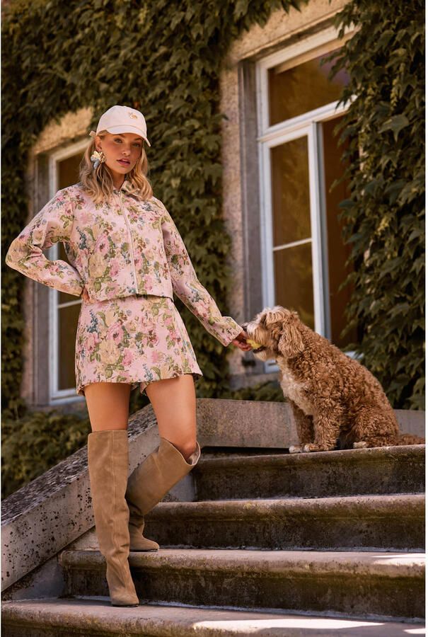 Ydence gebloemde skort beige - Foto 2
