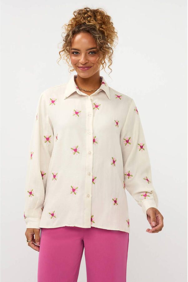 Ydence gebloemde blouse ecru
