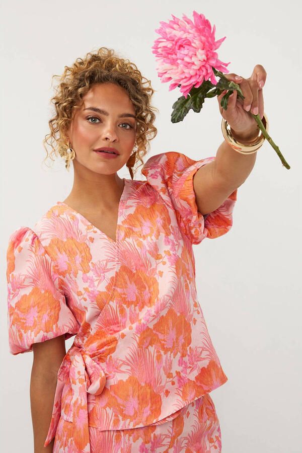 Ydence gebloemde top roze - Foto 3