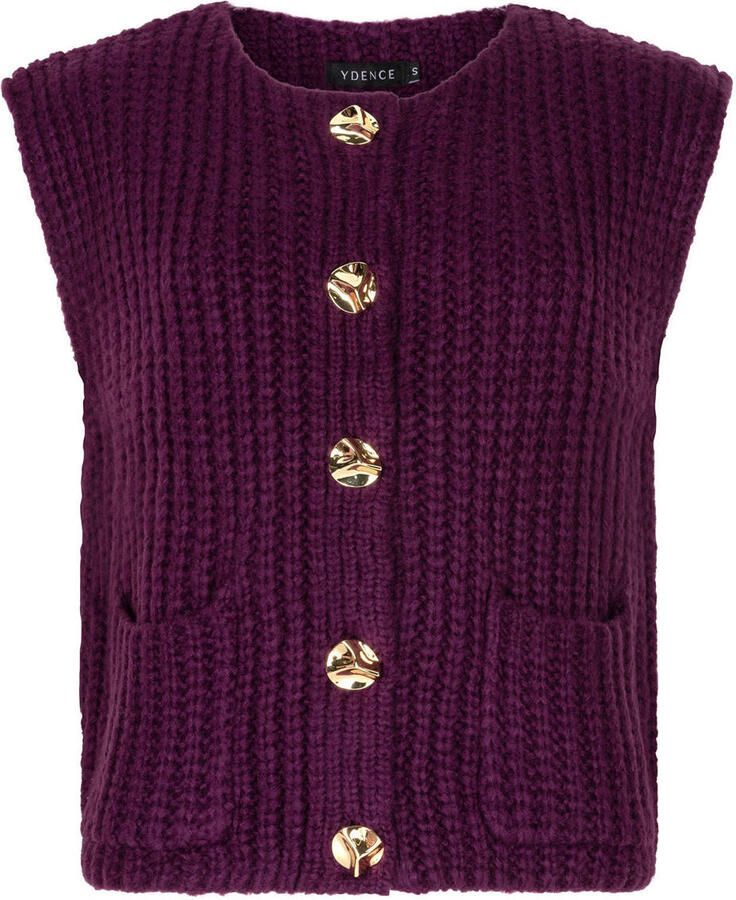 Ydence gebreid vest aubergine