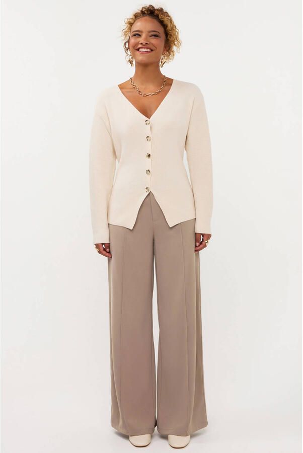 YDENCE Dames Truien & Vesten Knitted Top Daisy Creme - Foto 6