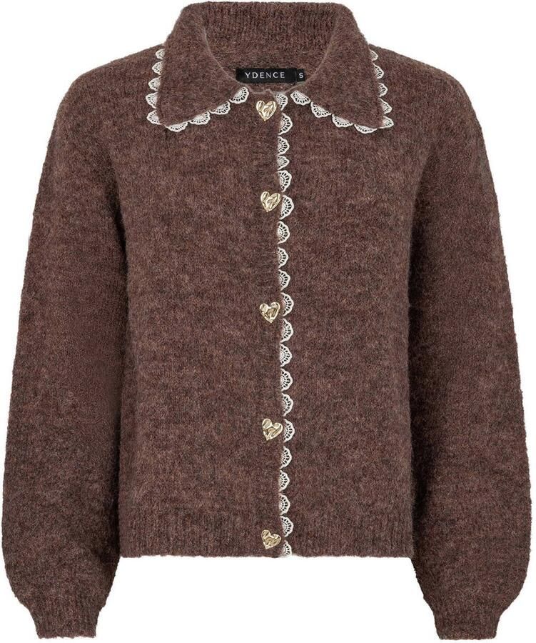 Ydence gebreid vest met wol bruin