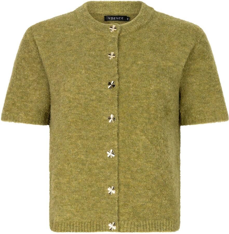 Ydence gebreid vest met wol groen