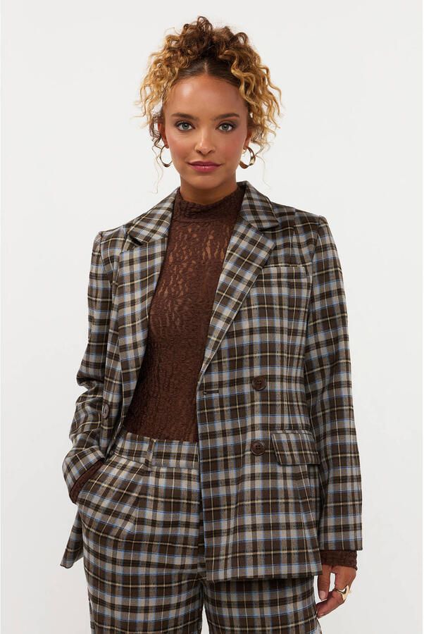 Ydence geruite blazer bruin