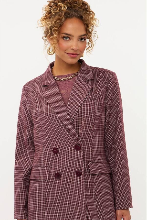 Ydence geruite double breasted blazer roze meerkleurig - Foto 2
