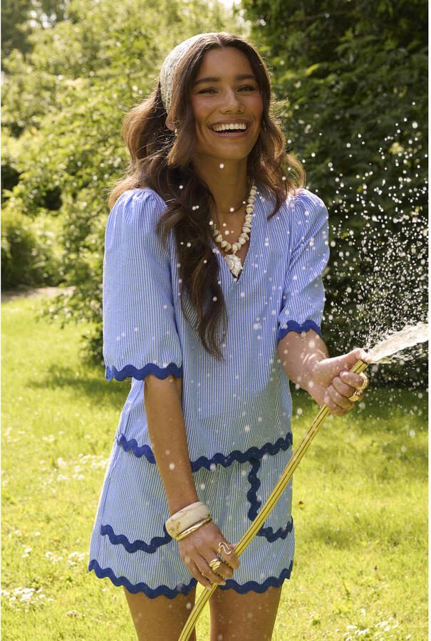 Ydence gestreepte blousetop blauw