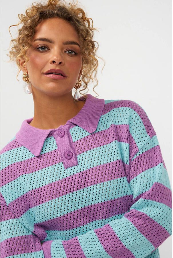 YDENCE Dames Truien & Vesten Knitted Top Agnes Lila - Foto 5
