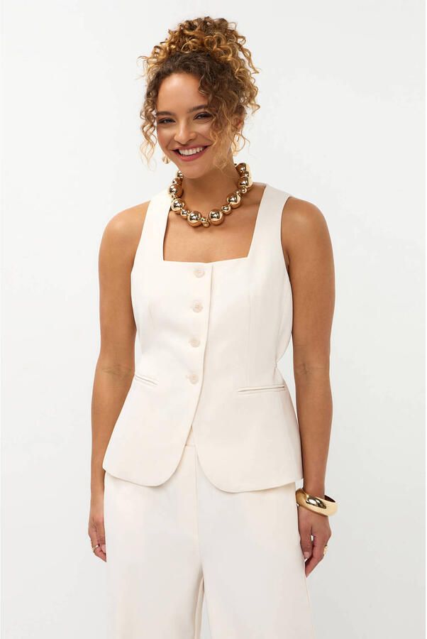 YDENCE Dames Tops & T-shirts Gilet Allie Ecru - Foto 7