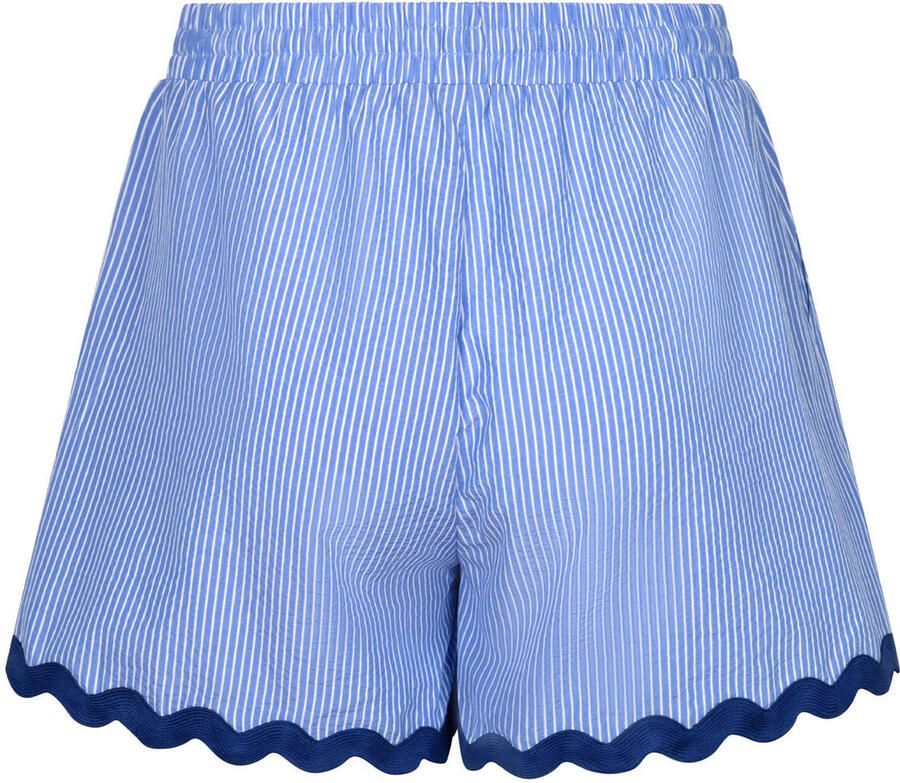 Ydence high waist regular fit gestreepte casual short blauw - Foto 2