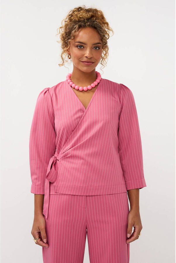 Ydence overslagtop met krijtstreep roze - Foto 5